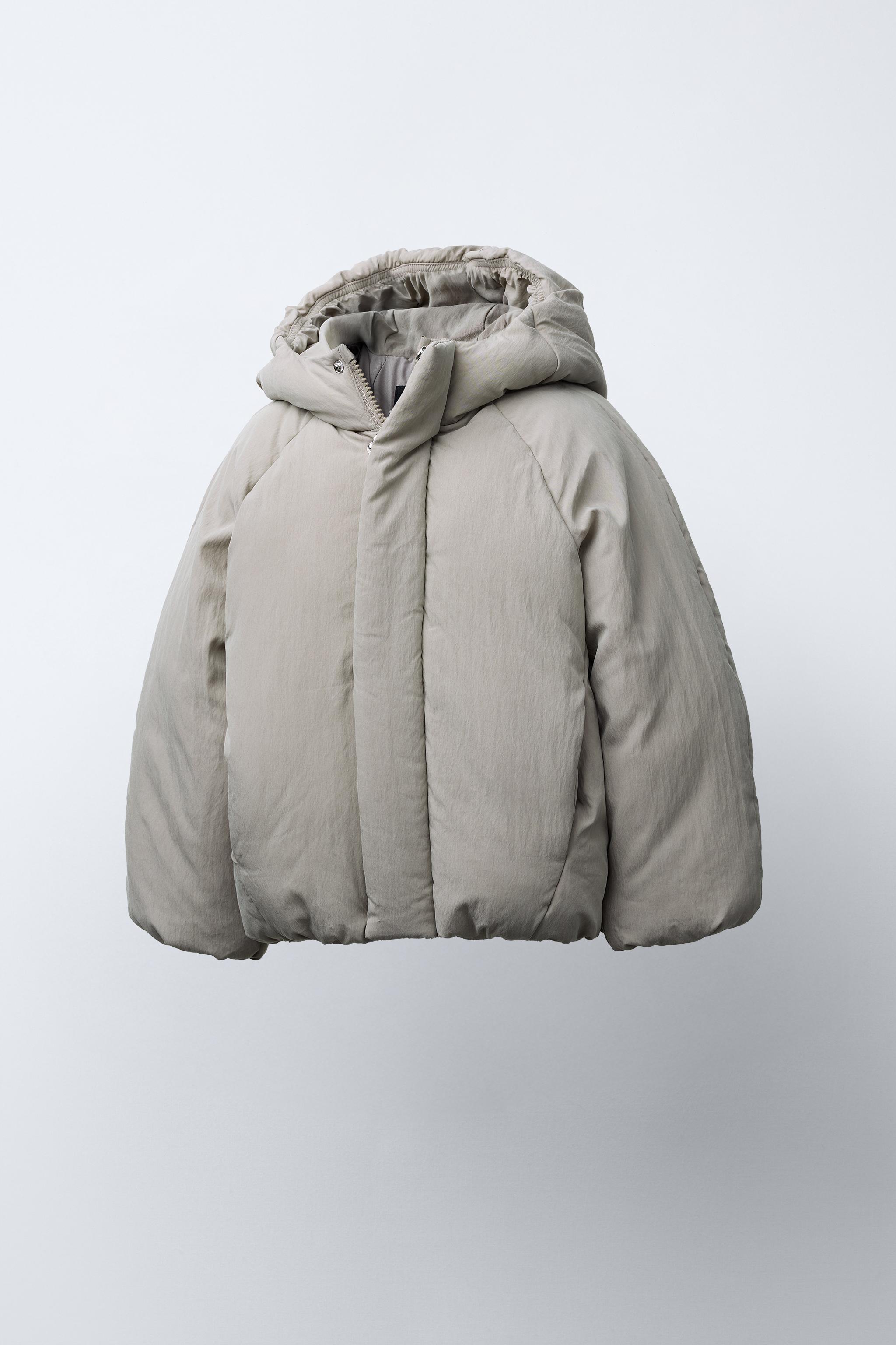 PUFFER COAT WITH EMBOSSED LOGO HOODIE